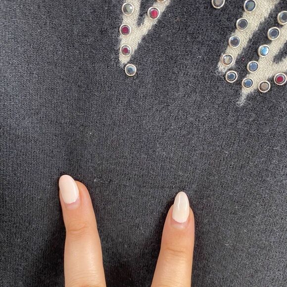 Zadig & Voltaire Women’s S Love Graphic Studded Sweater Black 100% Cashmere Goth - Picture 9 of 9